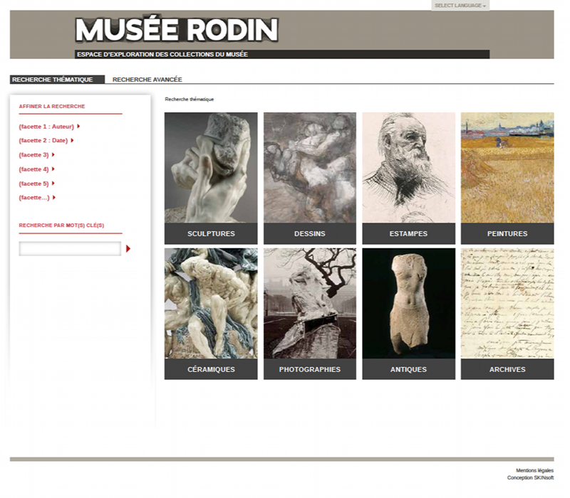 Visuel de l'outil de gestion de collection proposé par SKINsoft au Musée Rodin. 