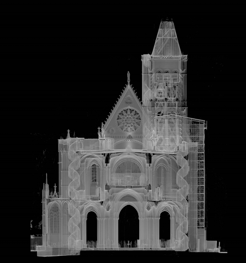 Ortho-image issue des relevés de la Basilique de Saint Denis. ©Art Graphique & Patrimoine
