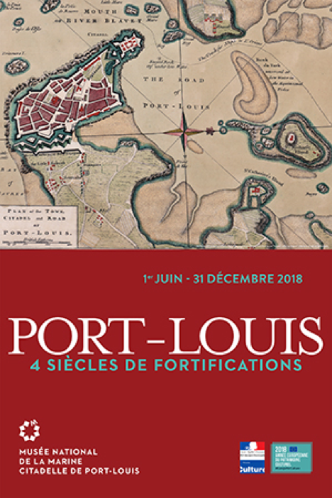 Affiche de l'exposition "Port-Louis, 4 siècles de fortifications", Musée national de la Marine, Citadelle de Port-Louis
