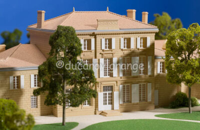 Maquette d'exposition au 1/100ème du domaine Château-Figeac – détail. ©Ducaroy-Grange