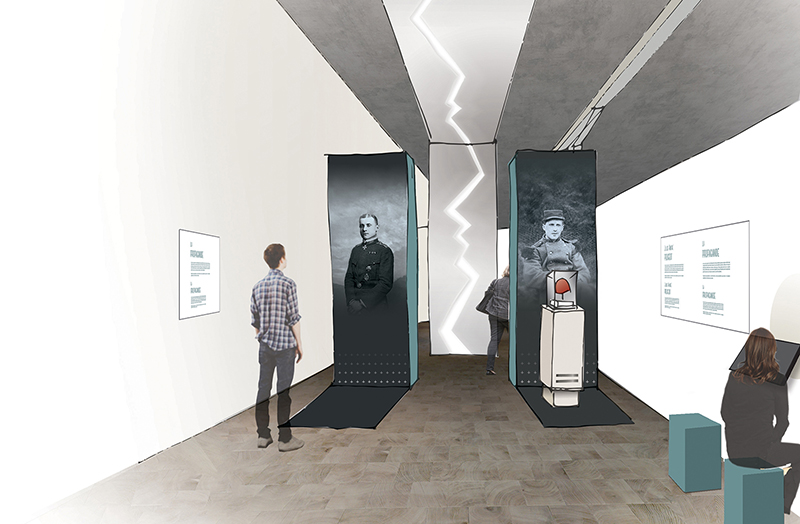 La reconquête de l'Alsace de 1914, scénographie du futur Mémorial de Haute-Alsace à Dannemarie. ©Présence
