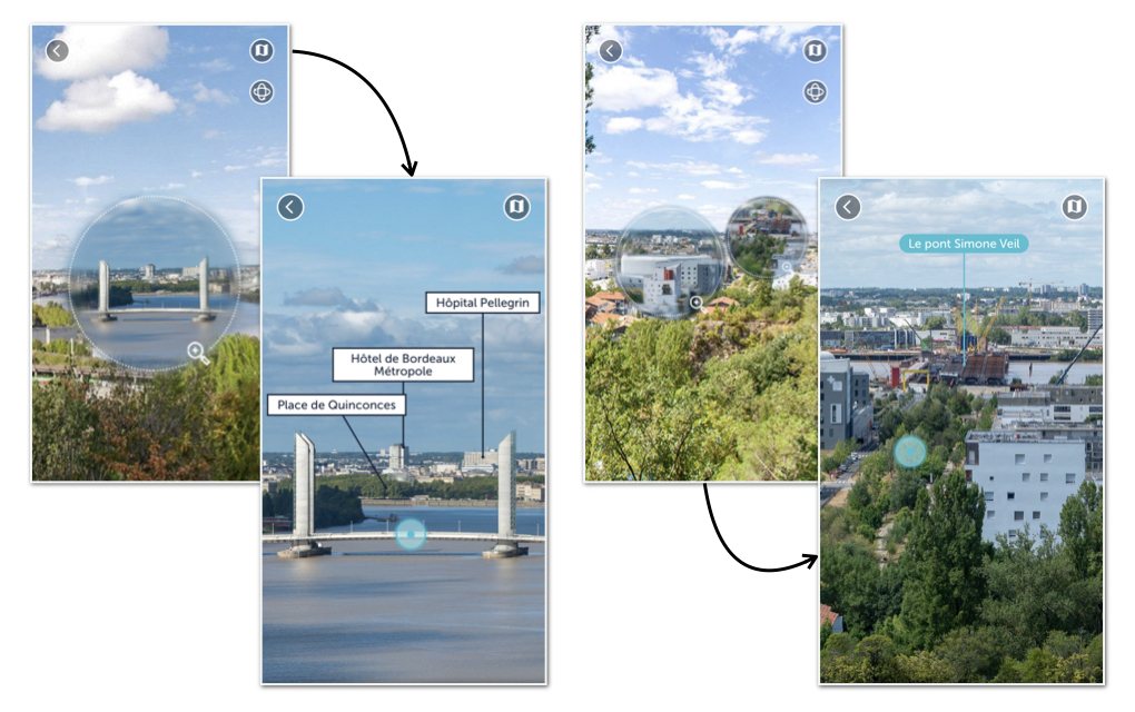 Les zooms sur les photosphères et leurs contenus liés - parcours Archistoire « Sur les coteaux de la Garonne bordelaise »