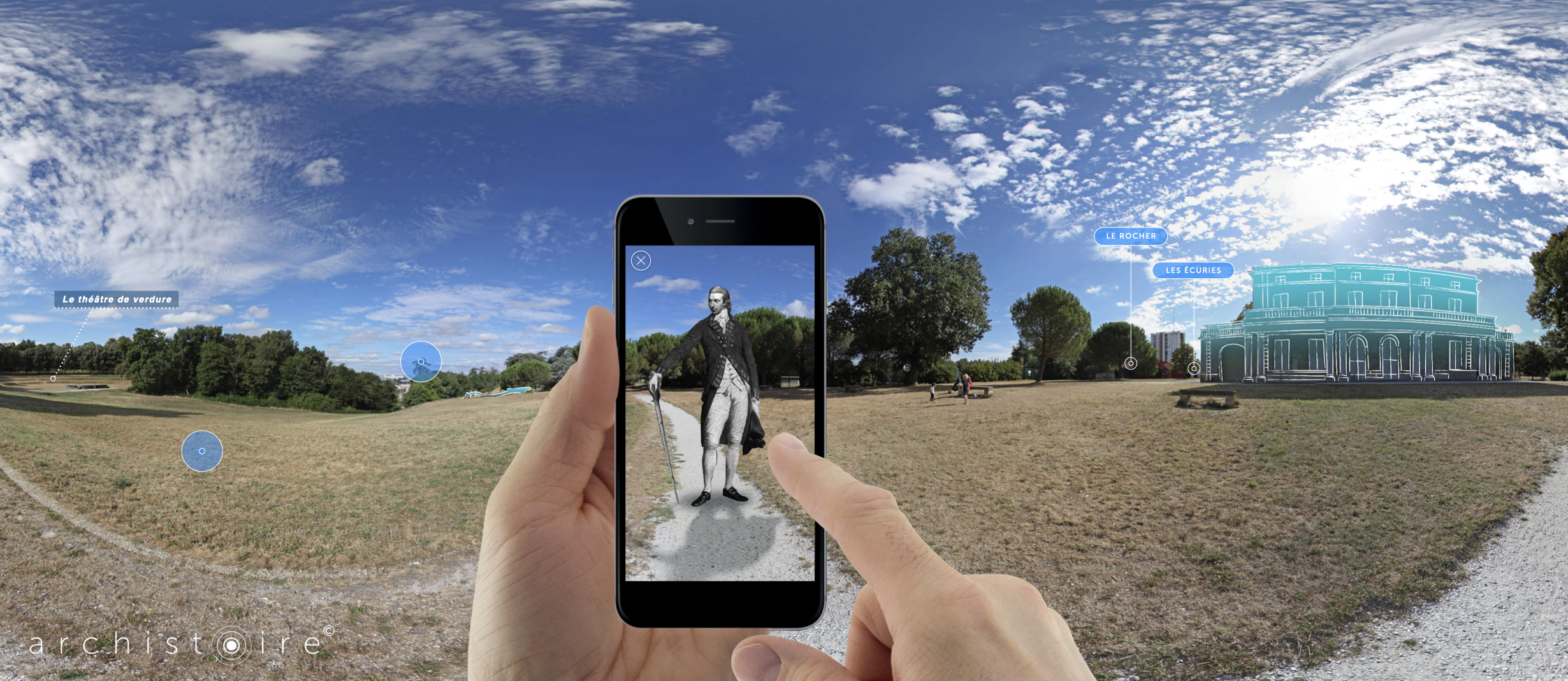 Les contenus d’une photosphère - parcours Archistoire «  Sur les coteaux de la Garonne bordelaise »